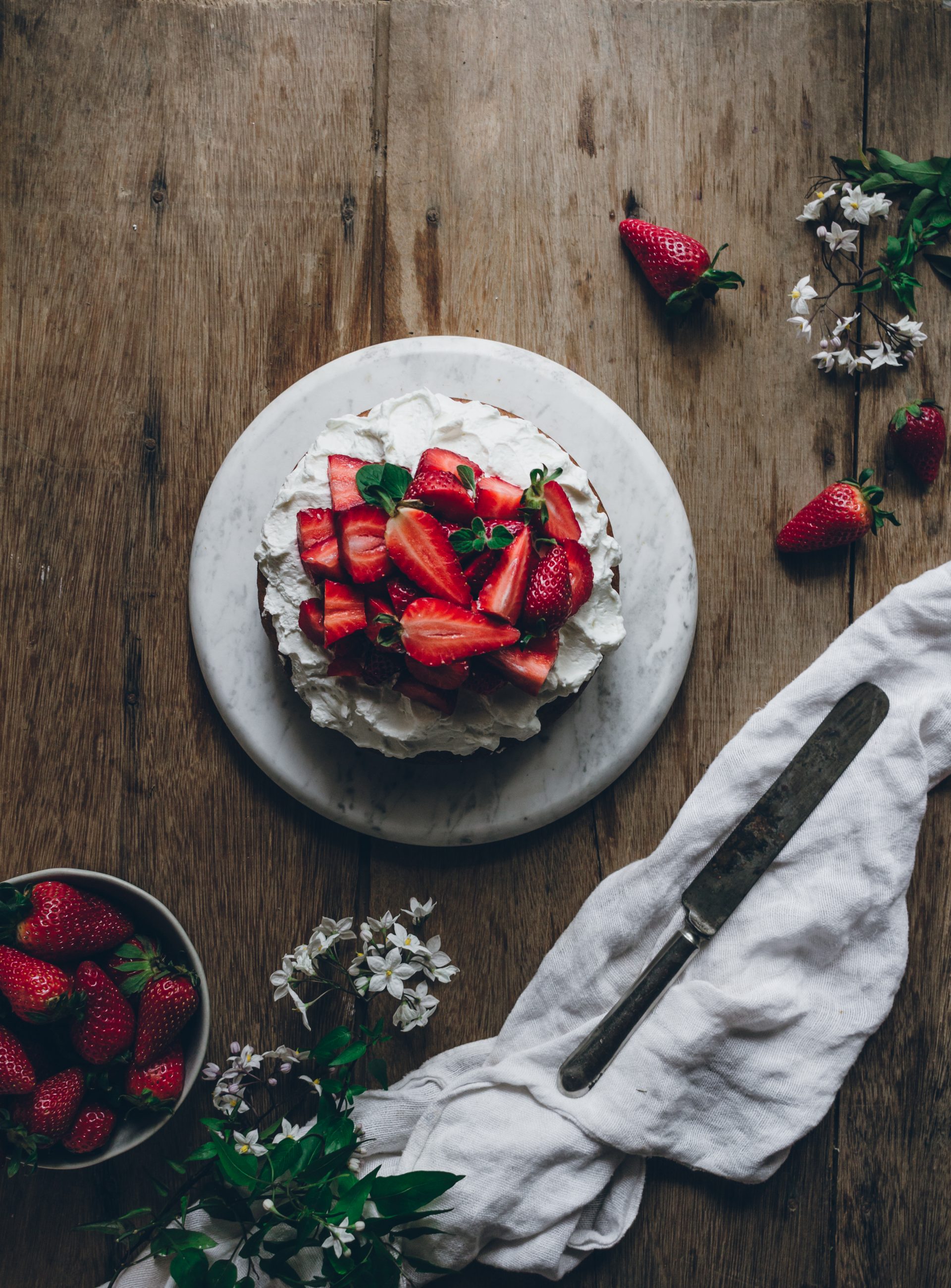 Vegan Lemon Cake with Coconut Cream and Strawberries